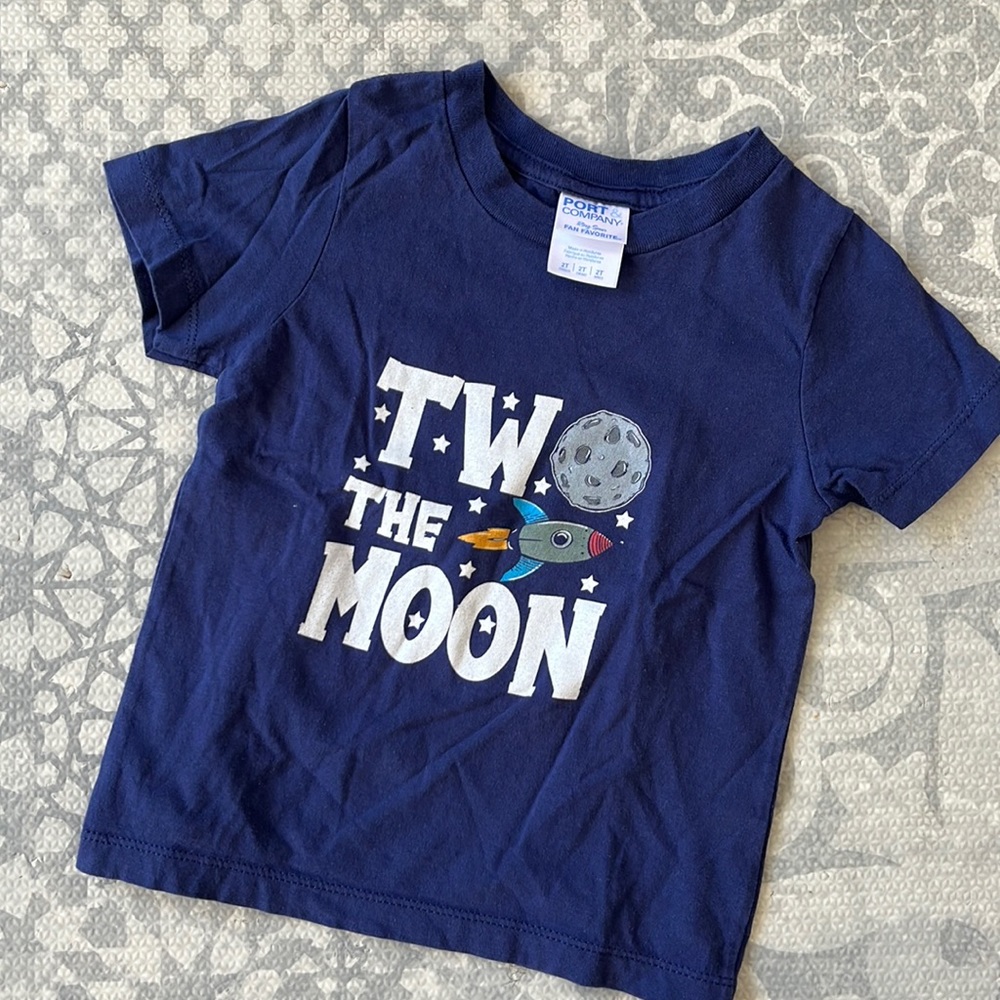 2 birthday boy T space theme gently worn